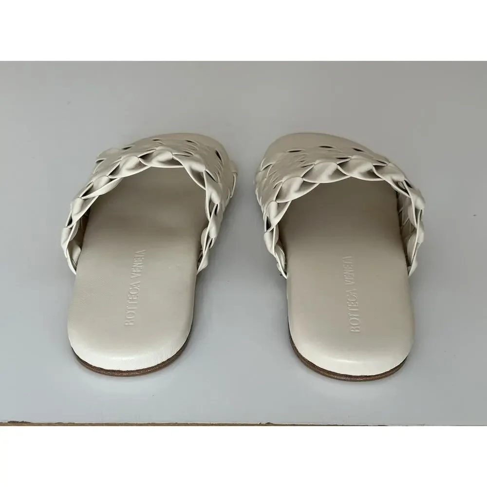 NIB $1150 Bottega Veneta Men's Intrecciato Leather Sandals White 9 US 620298 IT